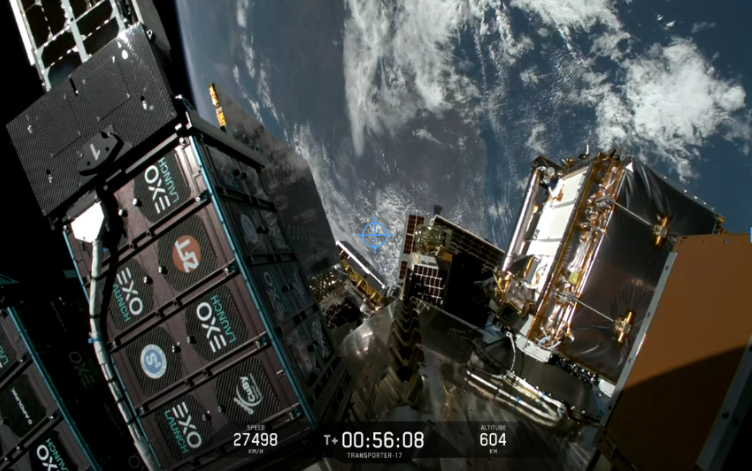 Screenshot zeigt den Moment als der CuBy-4 Satellit abgetrennt wird.